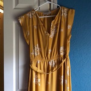 Tea Length Yellow Loft dress, Size M